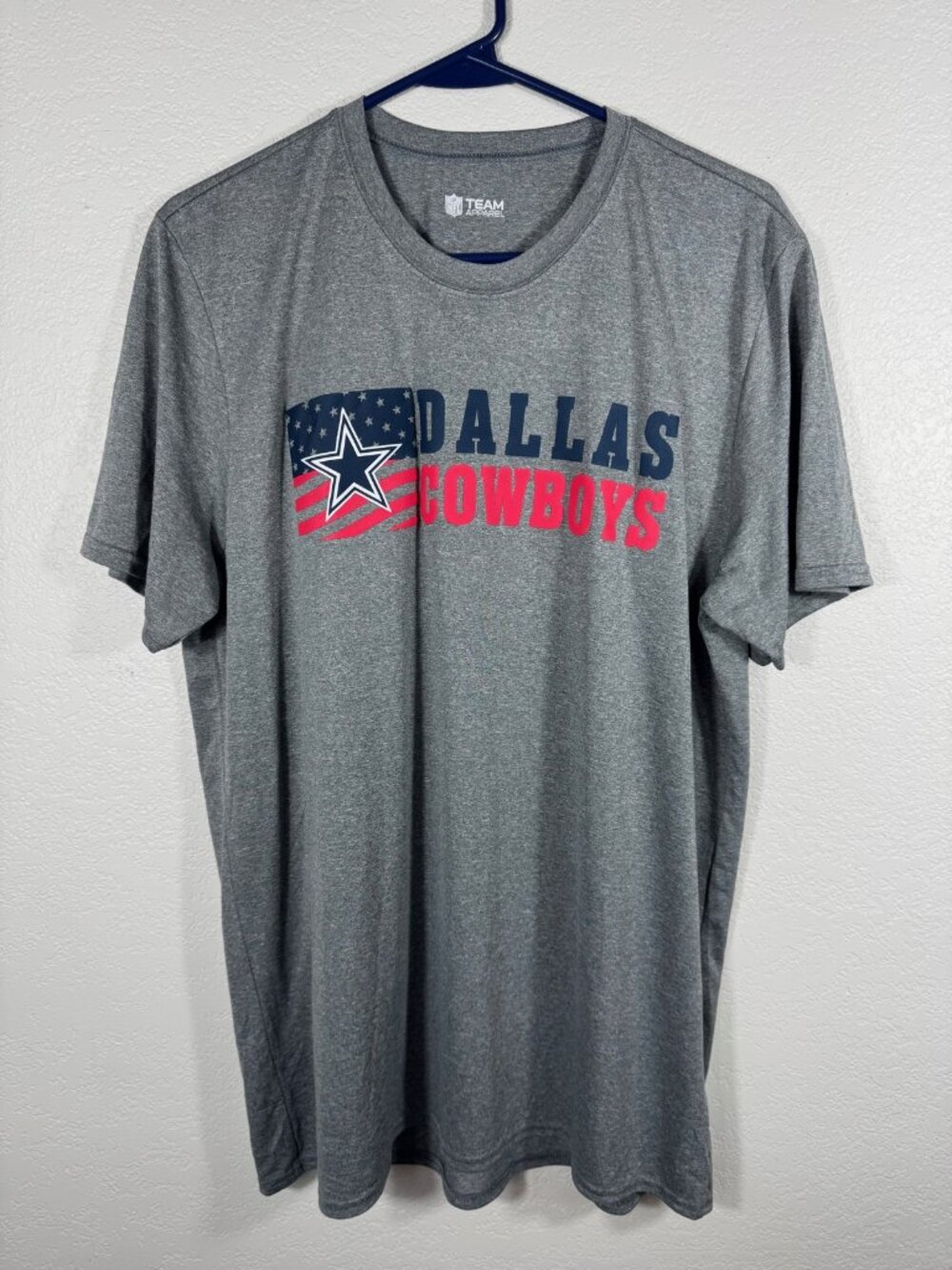 Dallas Cowboys NFL Team Apparel T Shirt Mens L Gray Heather Flag Star Graphic